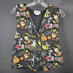 Vintage Looney Tunes Vest Mens One Size L Black Halloween Tweety Taz Bugs 90s